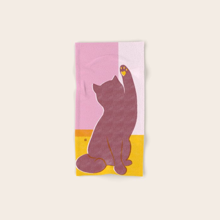 Risograph Cat - Sunset Bath Towel Gallery Image 1