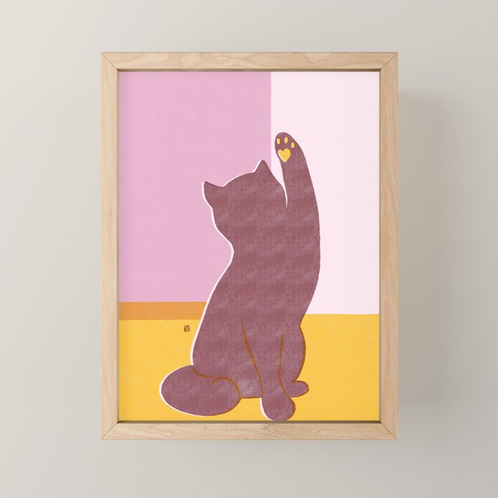 Risograph Cat - Sunset Mini Art Print Gallery Image 1