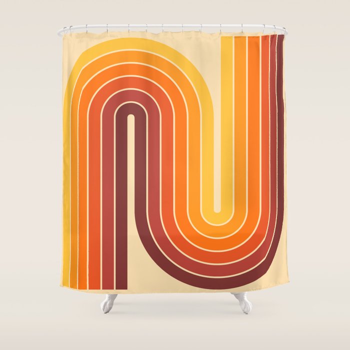 70s Retro Vintage Style Geometric Design 371 Autumn Shower Curtain Gallery Image 1