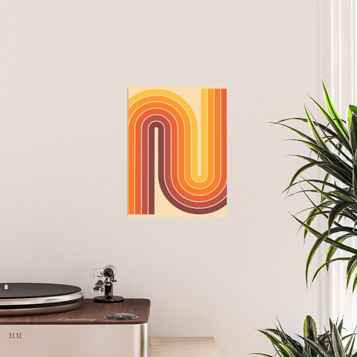 70s Retro Vintage Style Geometric Design 371 Autumn Poster Gallery Image 2