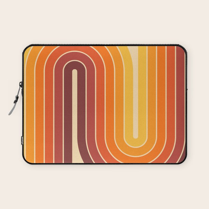 70s Retro Vintage Style Geometric Design 371 Autumn Laptop Sleeve Gallery Image 1