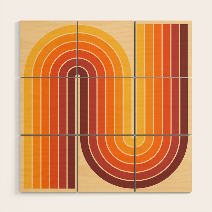 70s Retro Vintage Style Geometric Design 371 Autumn Wood Wall Art Gallery Image 1