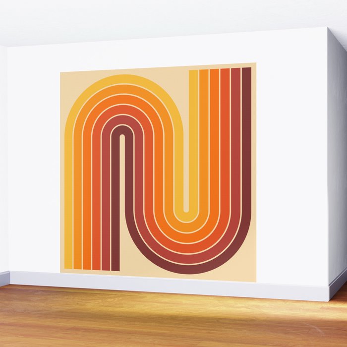 70s Retro Vintage Style Geometric Design 371 Autumn Wall Mural Gallery Image 2