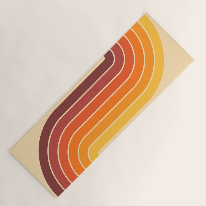 70s Retro Vintage Style Geometric Design 371 Autumn Yoga Mat Gallery Image 1