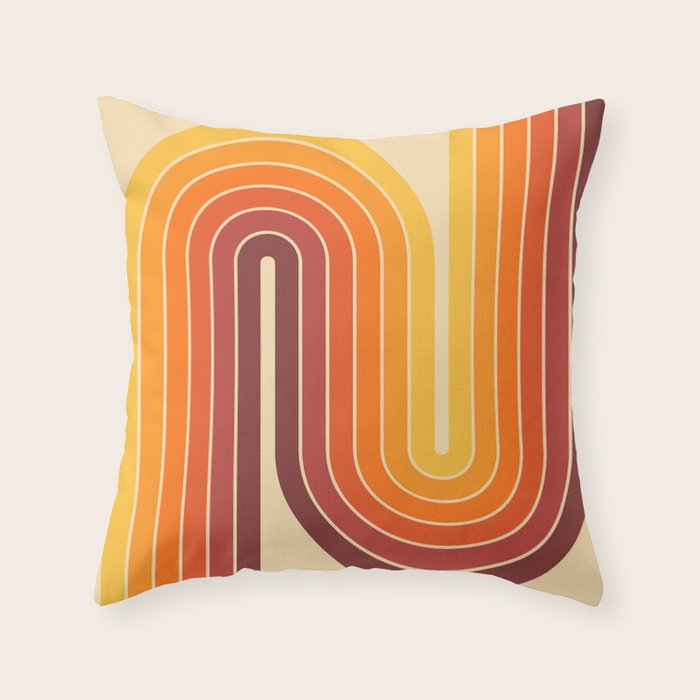 70s Retro Vintage Style Geometric Design 371 Autumn Throw Pillow Gallery Image 6