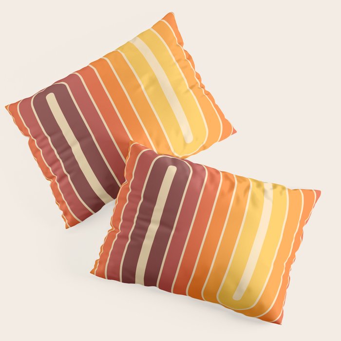 70s Retro Vintage Style Geometric Design 371 Autumn Pillow Sham Gallery Image 3
