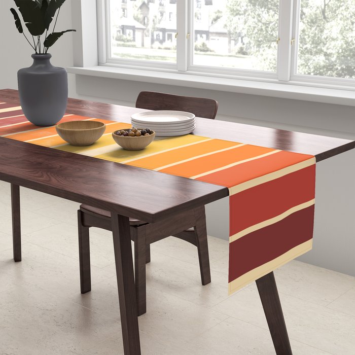 70s Retro Vintage Style Geometric Design 371 Autumn Table Runner Gallery Image 2