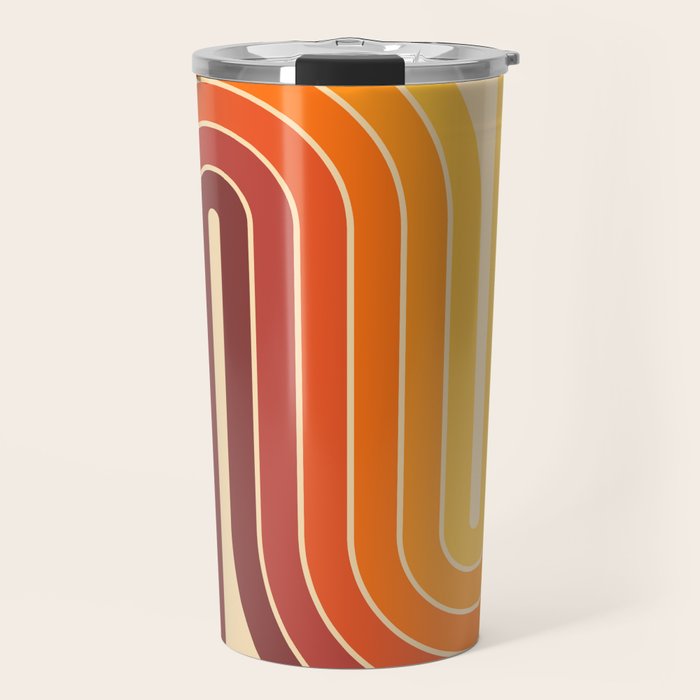 70s Retro Vintage Style Geometric Design 371 Autumn Travel Mug Gallery Image 1