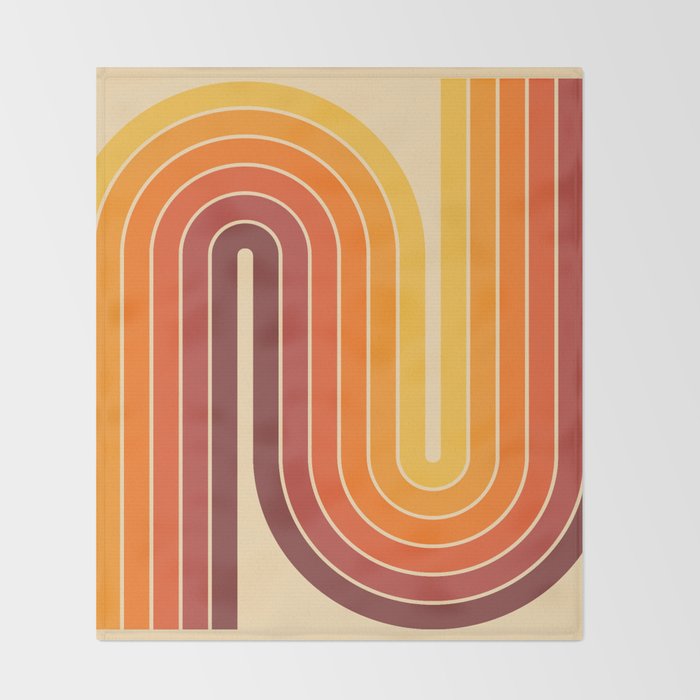 70s Retro Vintage Style Geometric Design 371 Autumn Throw Blanket Gallery Image 2