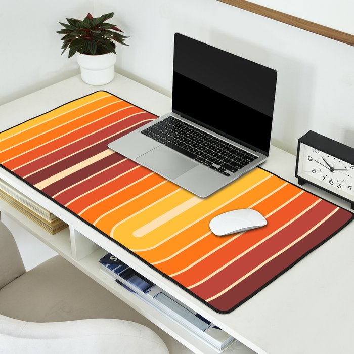 70s Retro Vintage Style Geometric Design 371 Autumn Desk Mat Gallery Image 2