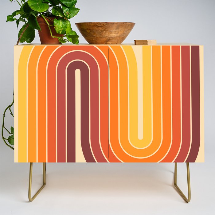 70s Retro Vintage Style Geometric Design 371 Autumn Credenza Gallery Image 1