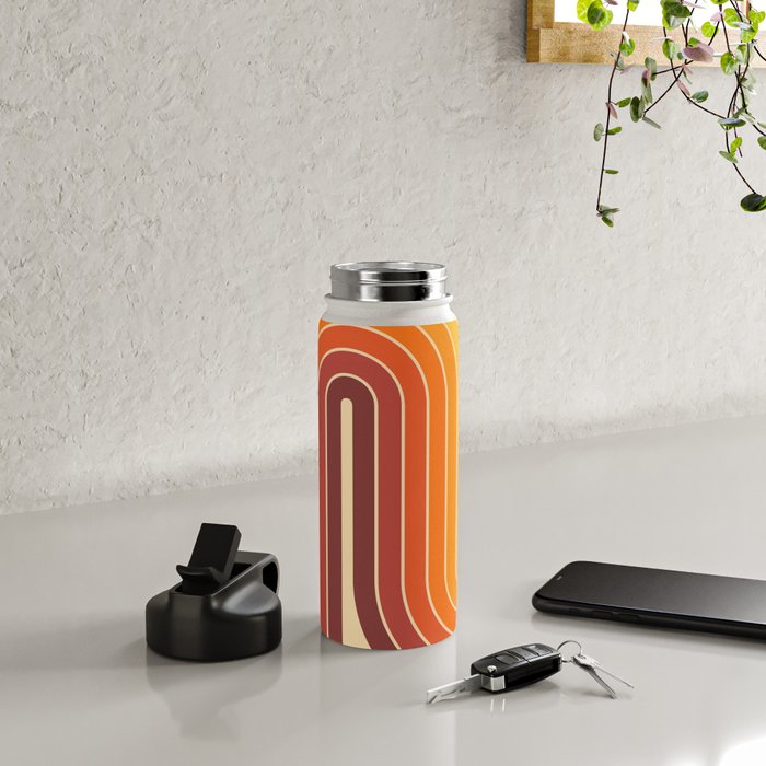 70s Retro Vintage Style Geometric Design 371 Autumn Water Bottle Gallery Image 4