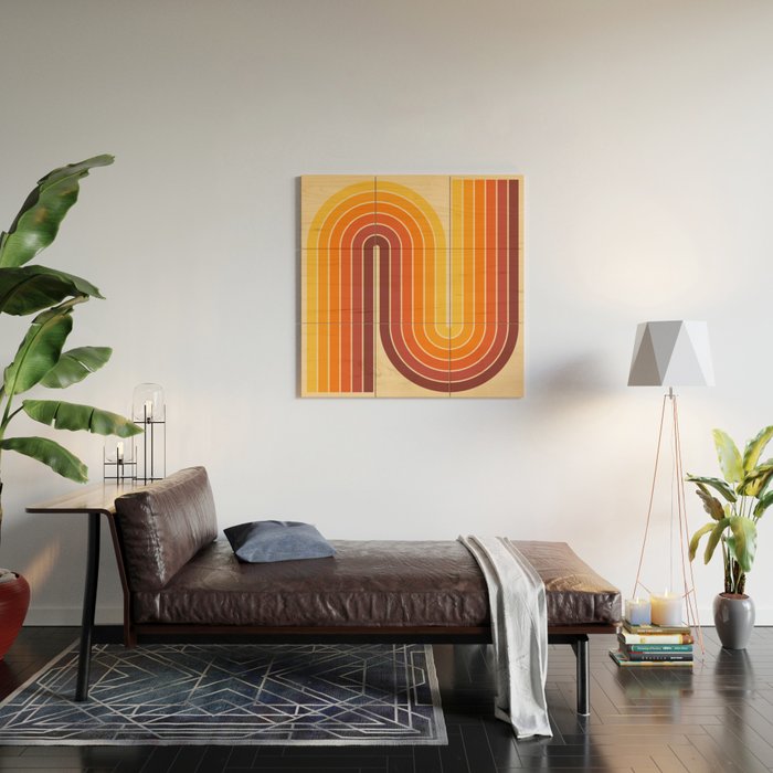 70s Retro Vintage Style Geometric Design 371 Autumn Wood Wall Art Gallery Image 2