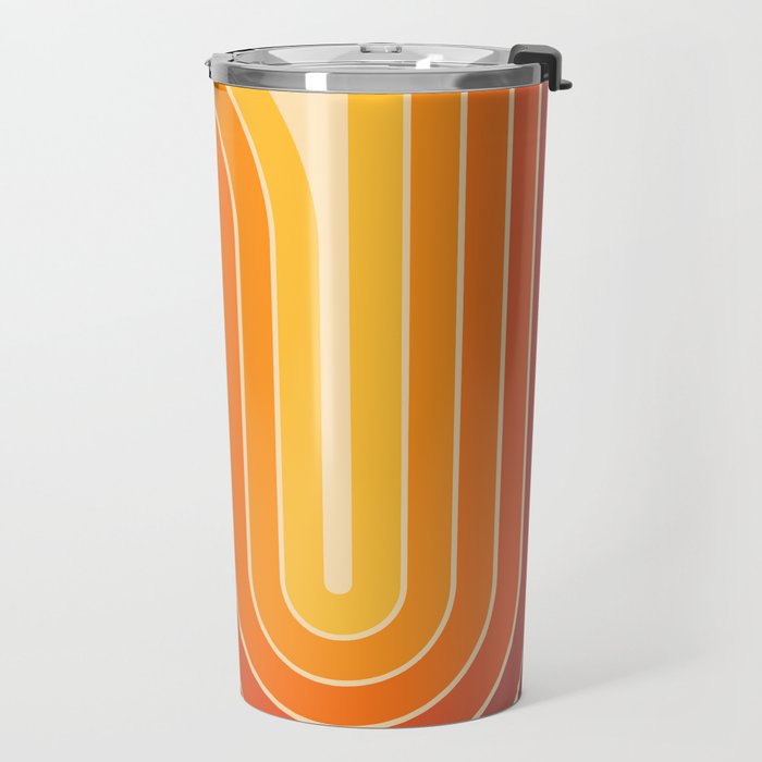 70s Retro Vintage Style Geometric Design 371 Autumn Travel Mug Gallery Image 2