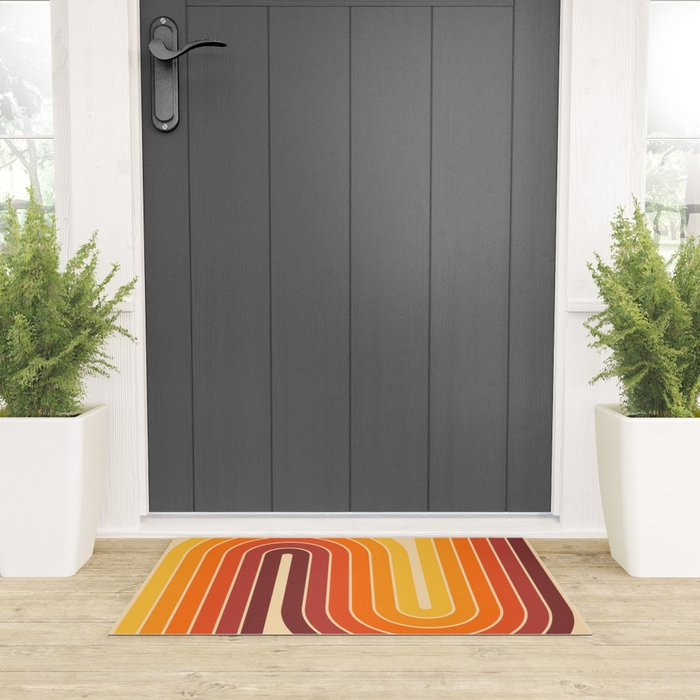 70s Retro Vintage Style Geometric Design 371 Autumn Welcome Mat Gallery Image 3