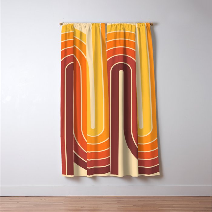 70s Retro Vintage Style Geometric Design 371 Autumn Window Curtain Gallery Image 3