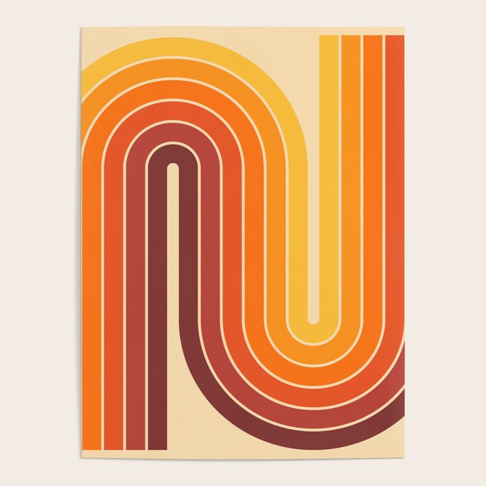 70s Retro Vintage Style Geometric Design 371 Autumn Poster Gallery Image 1