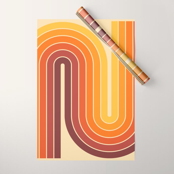 70s Retro Vintage Style Geometric Design 371 Autumn Wrapping Paper Gallery Image 1