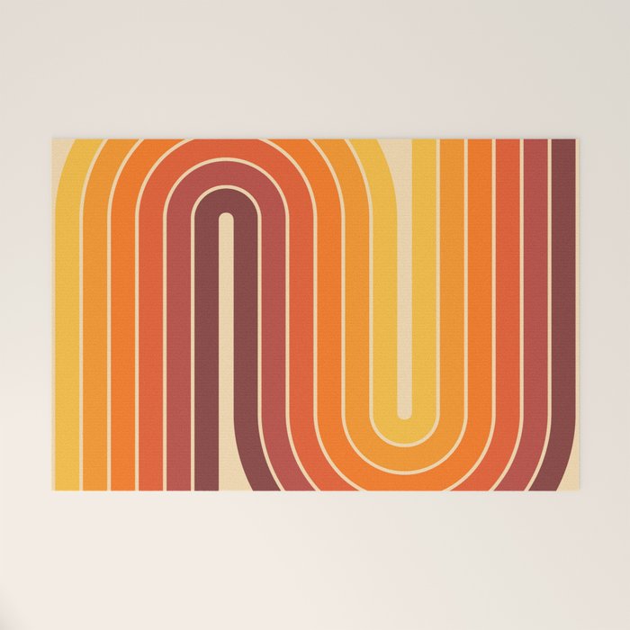 70s Retro Vintage Style Geometric Design 371 Autumn Welcome Mat Gallery Image 1