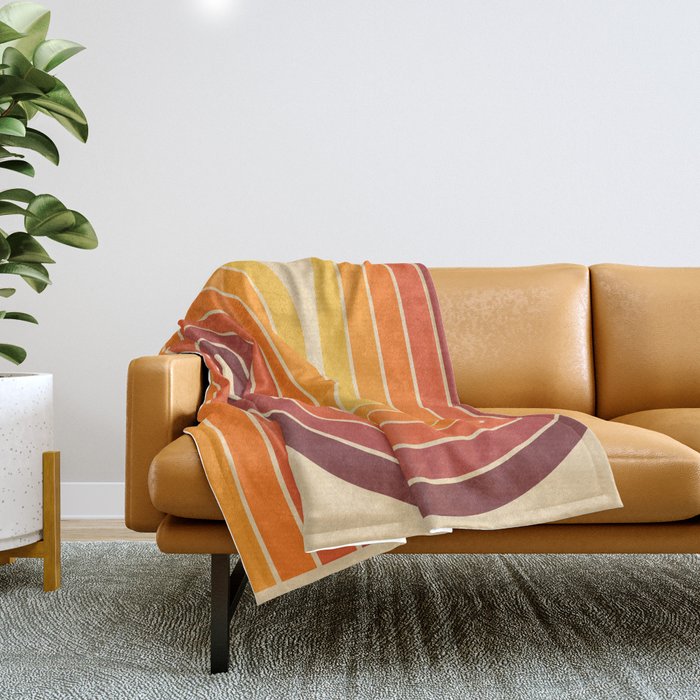70s Retro Vintage Style Geometric Design 371 Autumn Throw Blanket Gallery Image 1