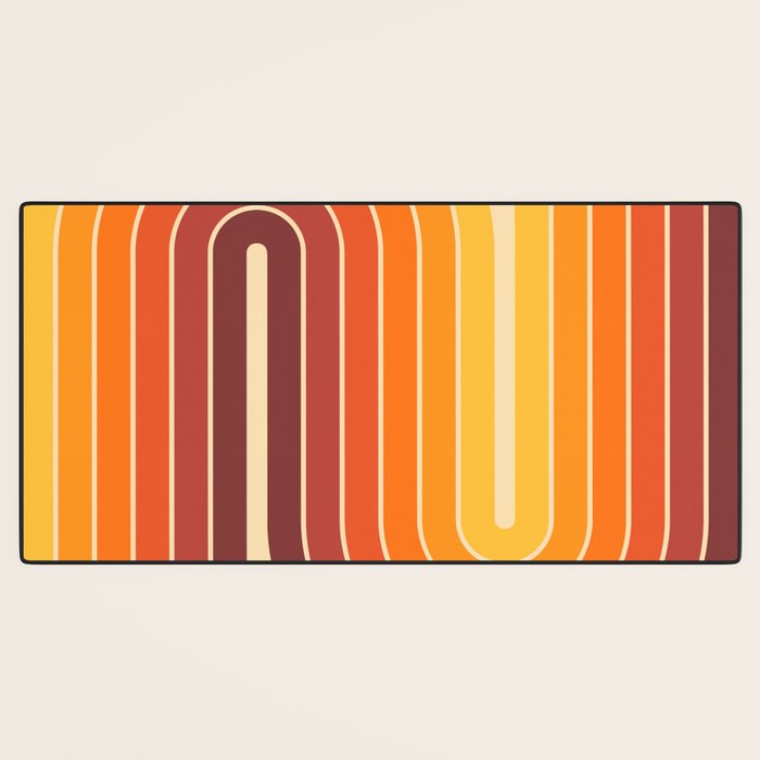 70s Retro Vintage Style Geometric Design 371 Autumn Desk Mat Gallery Image 3