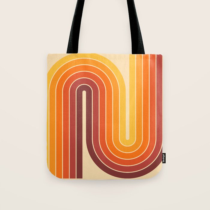 70s Retro Vintage Style Geometric Design 371 Autumn Tote Bag Gallery Image 1