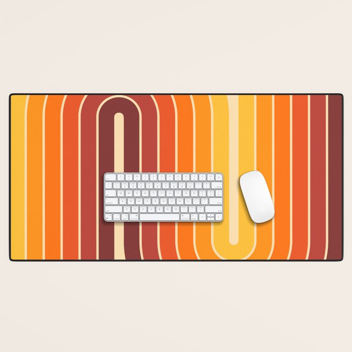 70s Retro Vintage Style Geometric Design 371 Autumn Desk Mat Gallery Image 1