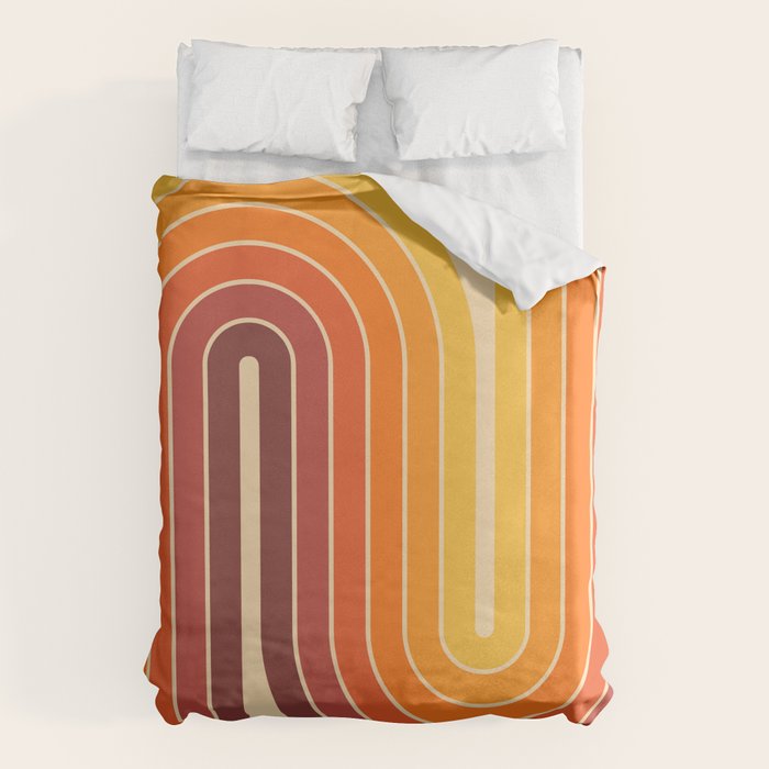 70s Retro Vintage Style Geometric Design 371 Autumn Duvet Cover Gallery Image 6