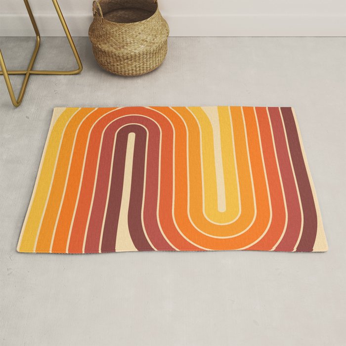 70s Retro Vintage Style Geometric Design 371 Autumn Rug Gallery Image 1