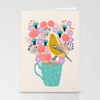 Bird and Flowers - Warbler by Andrea Lauren Stationery Card Gallery Image 2