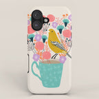 Bird and Flowers - Warbler by Andrea Lauren iPhone Case Gallery Image 1
