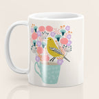Bird and Flowers - Warbler by Andrea Lauren Coffee Mug Gallery Image 3