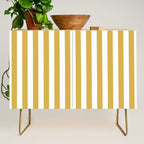Large Mustard Yellow and White Cabana Tent Stripe Credenza Gallery Image 1