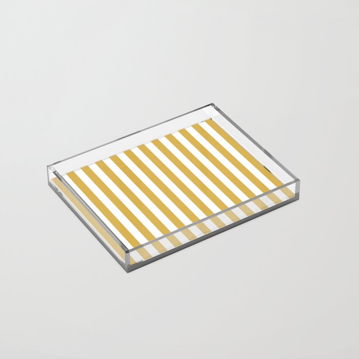 Large Mustard Yellow and White Cabana Tent Stripe Acrylic Tray Gallery Image 2