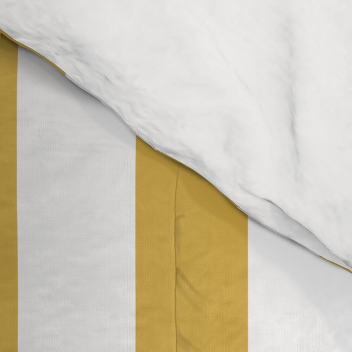 Large Mustard Yellow and White Cabana Tent Stripe Comforter Gallery Image 4