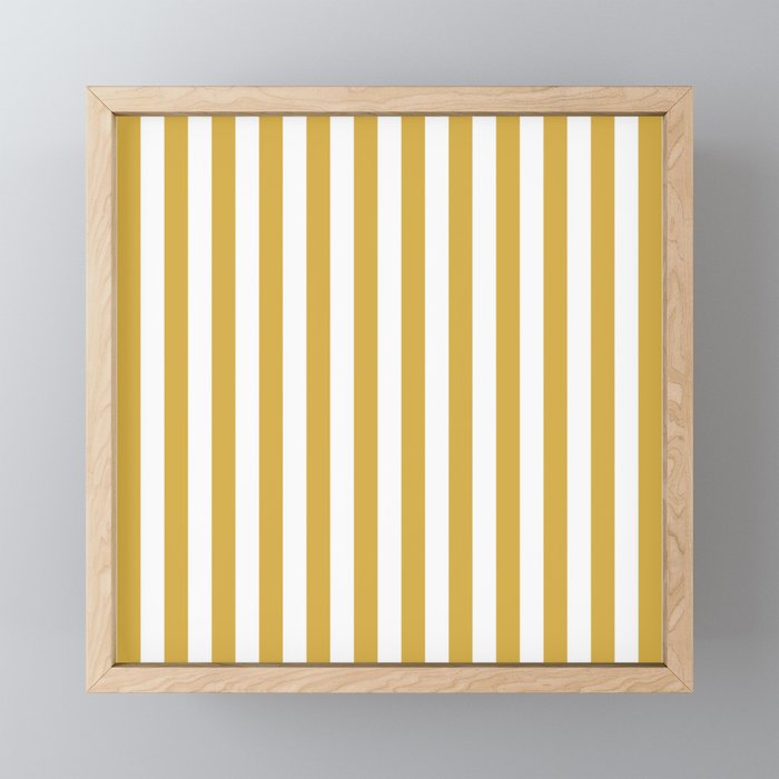 Large Mustard Yellow and White Cabana Tent Stripe Mini Art Print Gallery Image 1