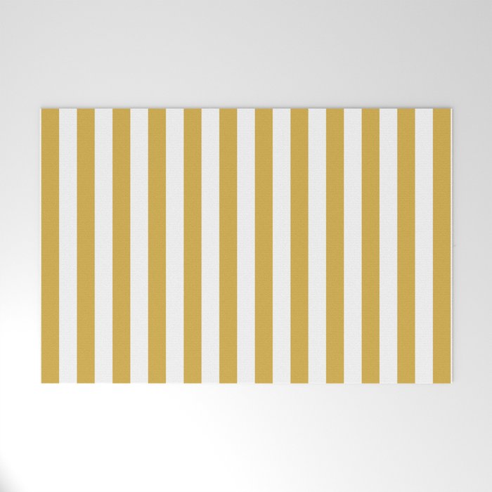 Large Mustard Yellow and White Cabana Tent Stripe Welcome Mat Gallery Image 1