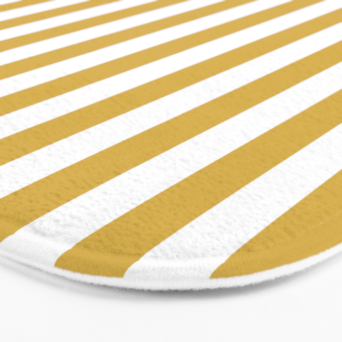 Large Mustard Yellow and White Cabana Tent Stripe Bath Mat Gallery Image 3