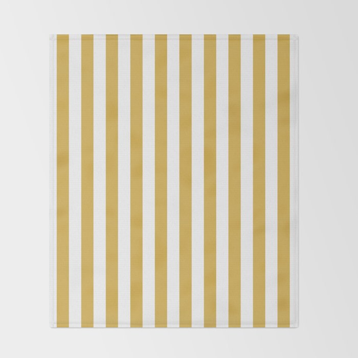 Large Mustard Yellow and White Cabana Tent Stripe Throw Blanket Gallery Image 2