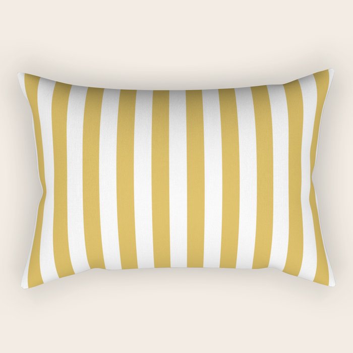 Large Mustard Yellow and White Cabana Tent Stripe Rectangular Pillow Gallery Image 2