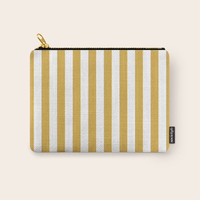 Large Mustard Yellow and White Cabana Tent Stripe Carry All Pouch Gallery Image 1