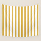 Large Mustard Yellow and White Cabana Tent Stripe Wall Tapestry Gallery Image 4