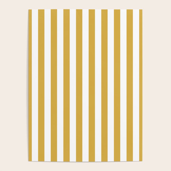 Large Mustard Yellow and White Cabana Tent Stripe Poster Gallery Image 4