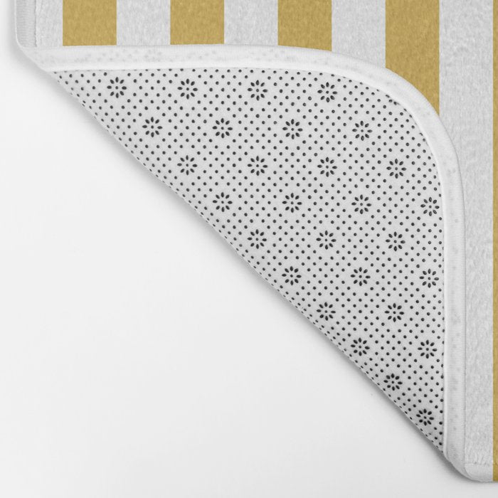 Large Mustard Yellow and White Cabana Tent Stripe Bath Mat Gallery Image 2
