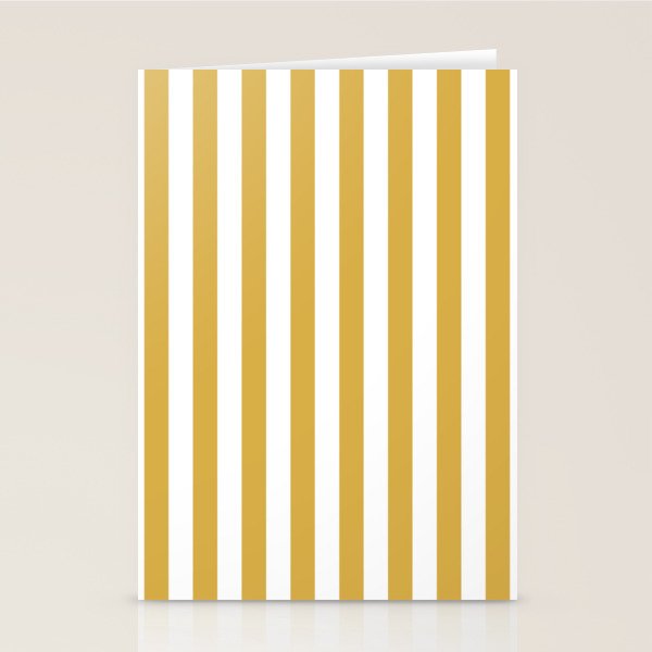 Large Mustard Yellow and White Cabana Tent Stripe Stationery Card Gallery Image 2