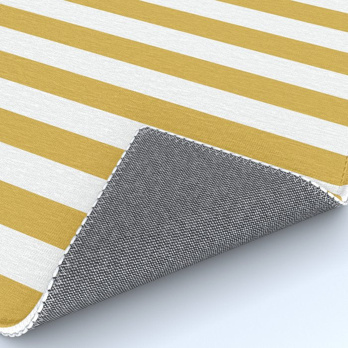 Large Mustard Yellow and White Cabana Tent Stripe Rug Gallery Image 4