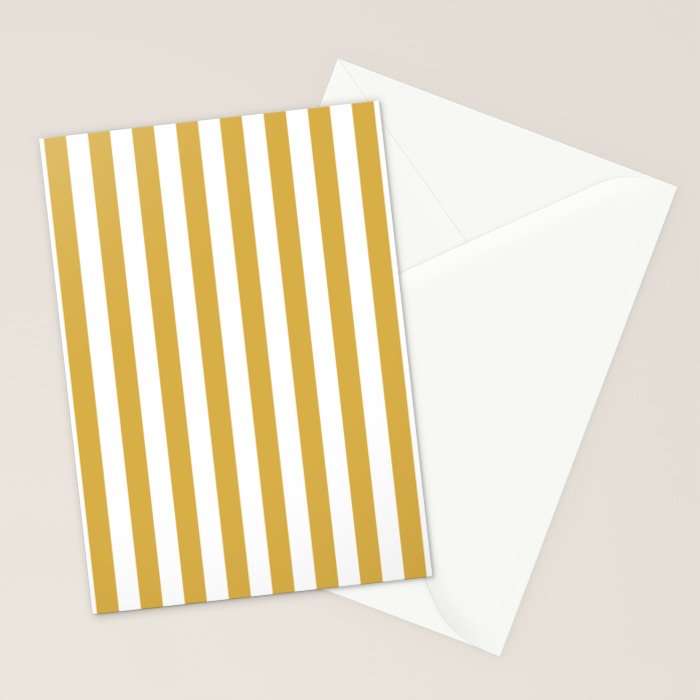 Large Mustard Yellow and White Cabana Tent Stripe Stationery Card Gallery Image 2