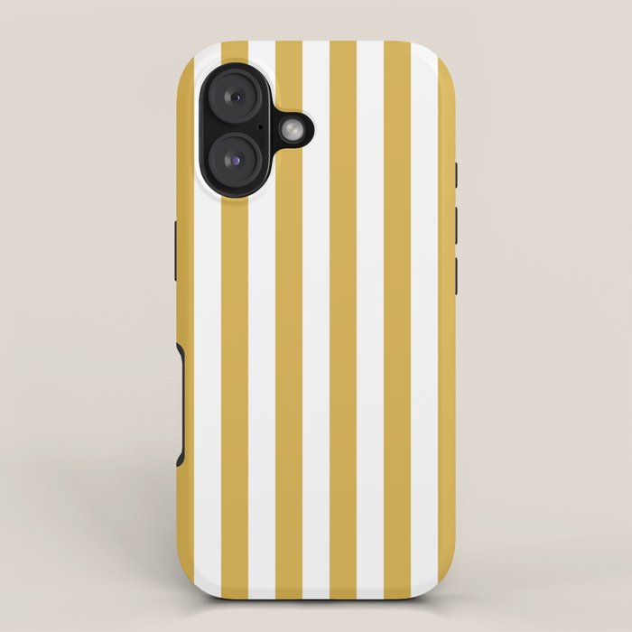 Large Mustard Yellow and White Cabana Tent Stripe iPhone Case Gallery Image 1