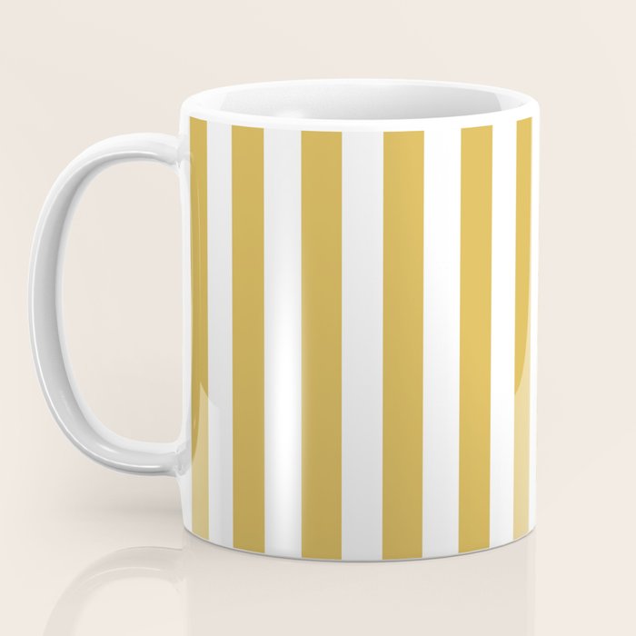 Large Mustard Yellow and White Cabana Tent Stripe Coffee Mug Gallery Image 3