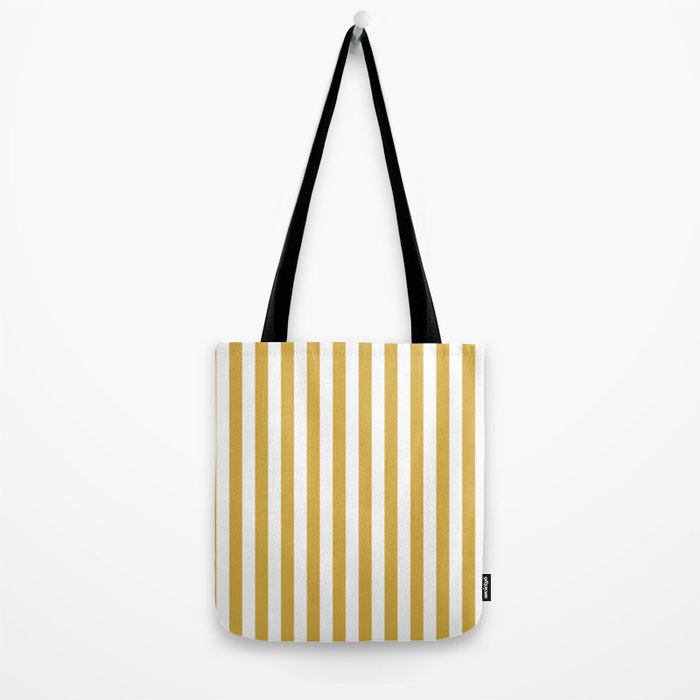 Large Mustard Yellow and White Cabana Tent Stripe Tote Bag Gallery Image 2